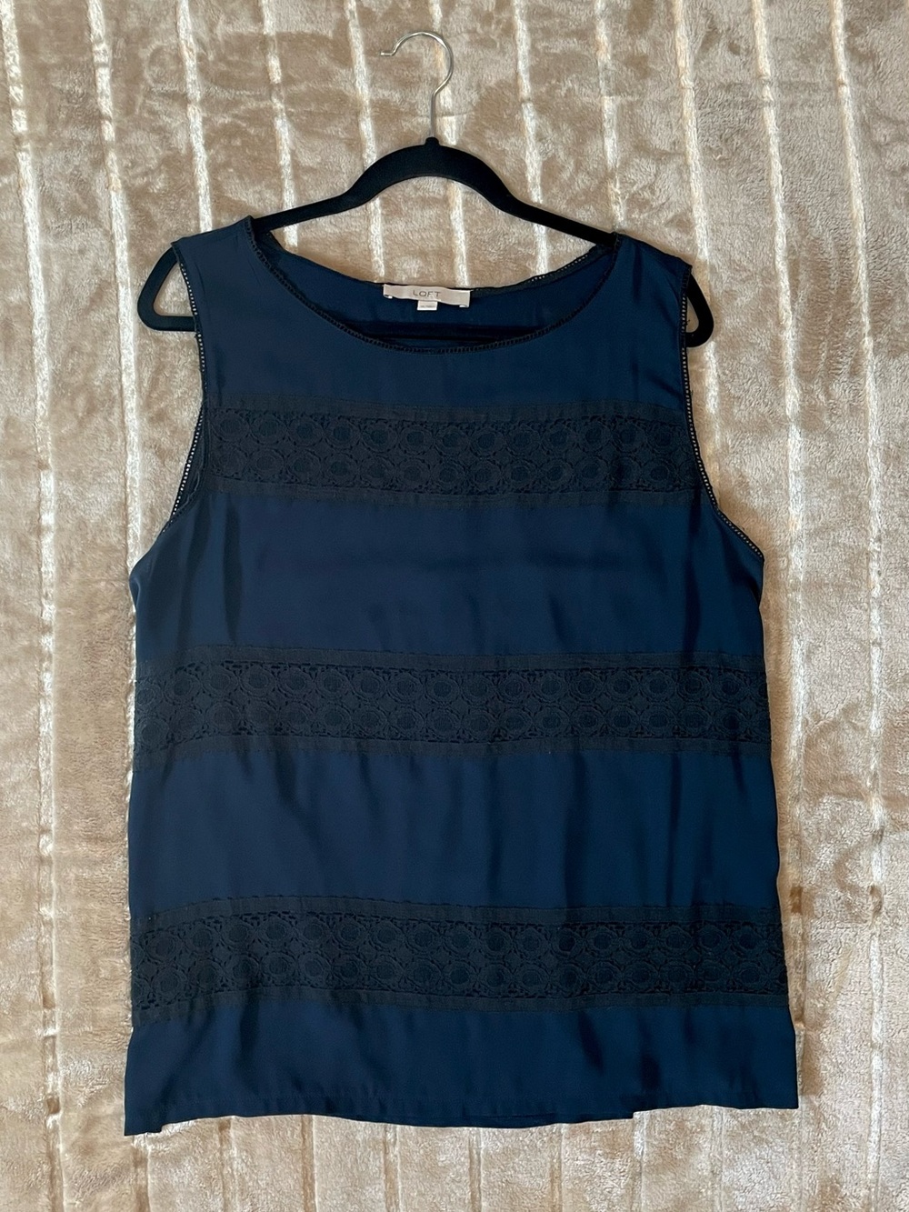 LOFT Navy Lace-Trim Sleeveless Camisole
